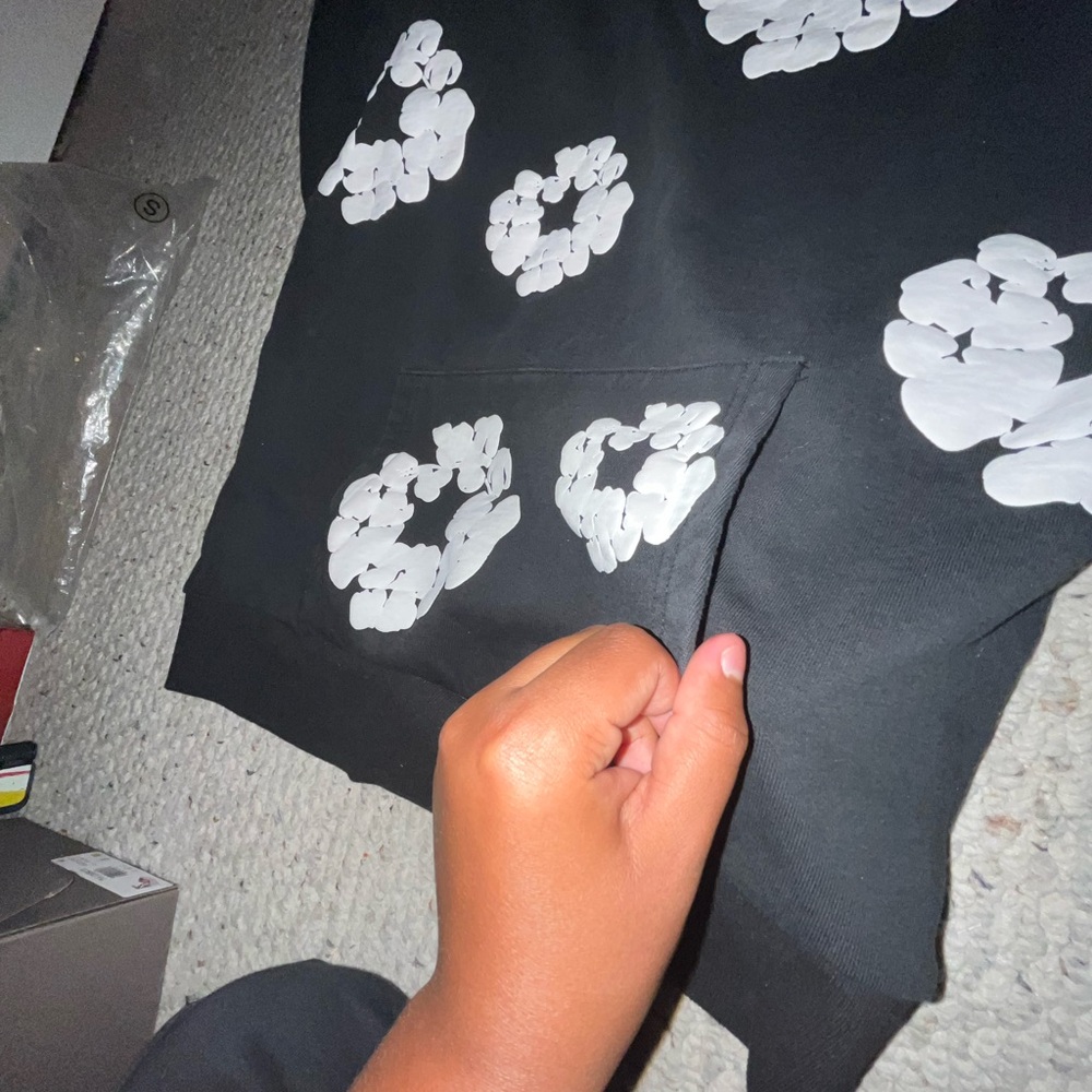 Black Sweatshirt with White Floral Print